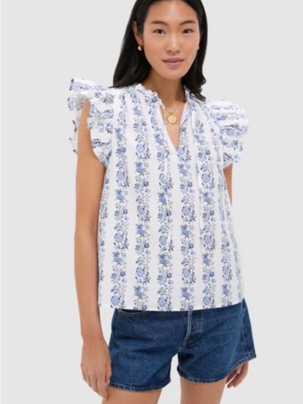 Vineyard Vines Bella Floral Ruffle Sleeve Top